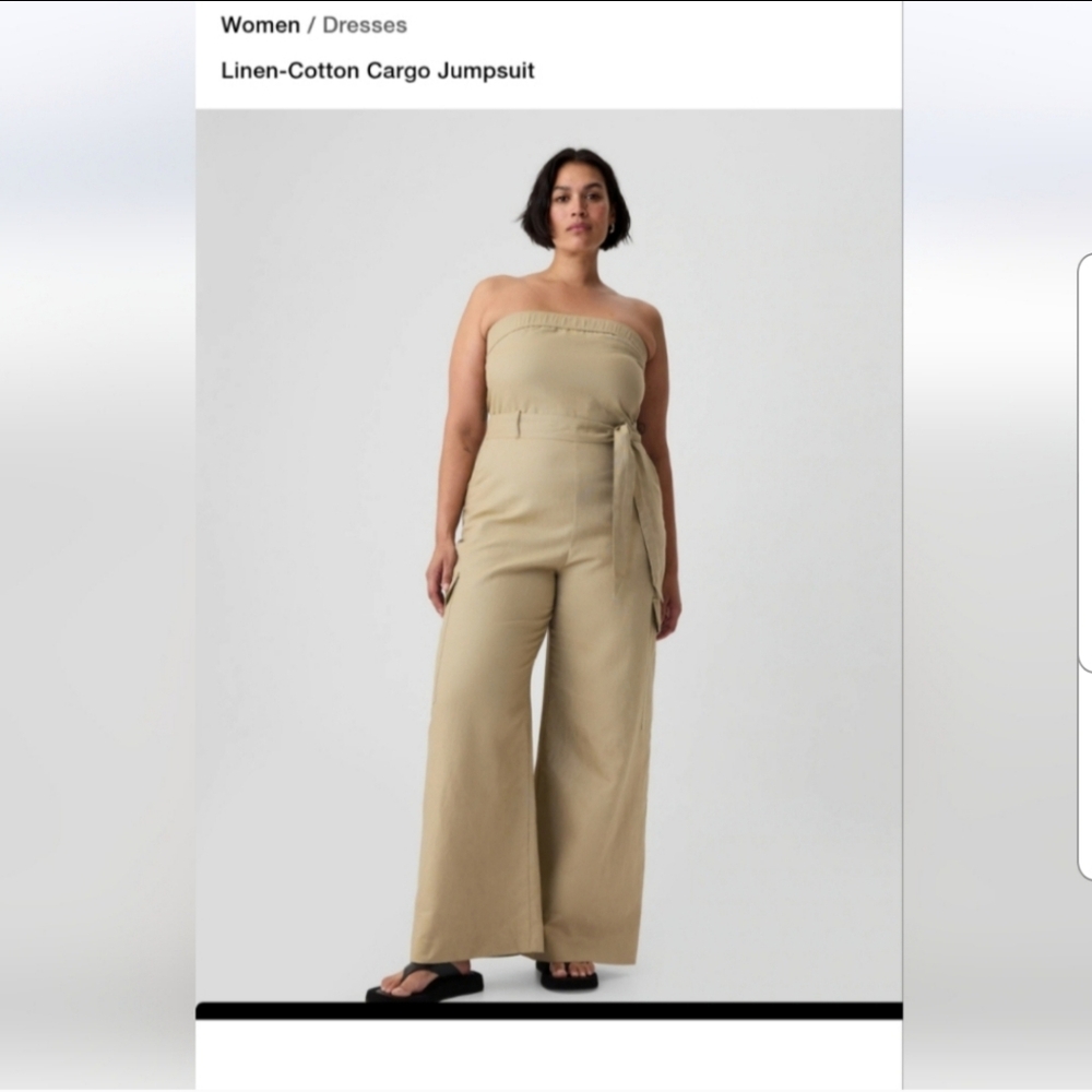 Gap Linen-Cotton Cargo Jumpsuit XL